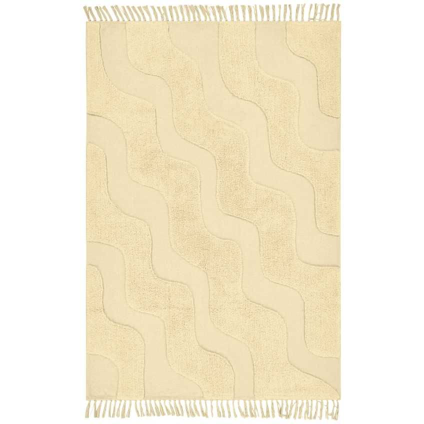 Jotex Světle žlutý bavlněný koberec WAVING 130 x 190 cm