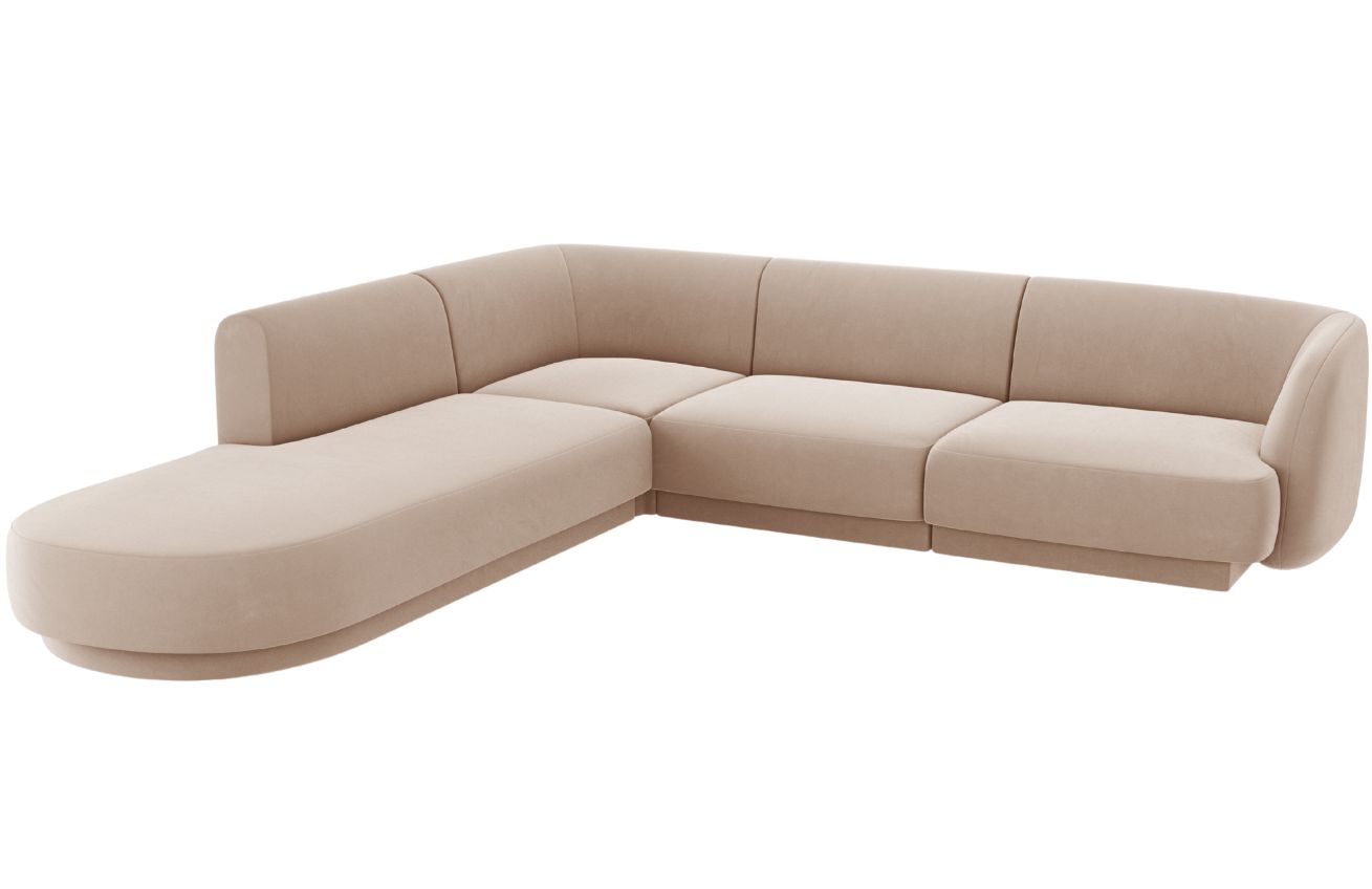 Tmavě béžová sametová rohová pohovka MICADONI Miley 255 cm