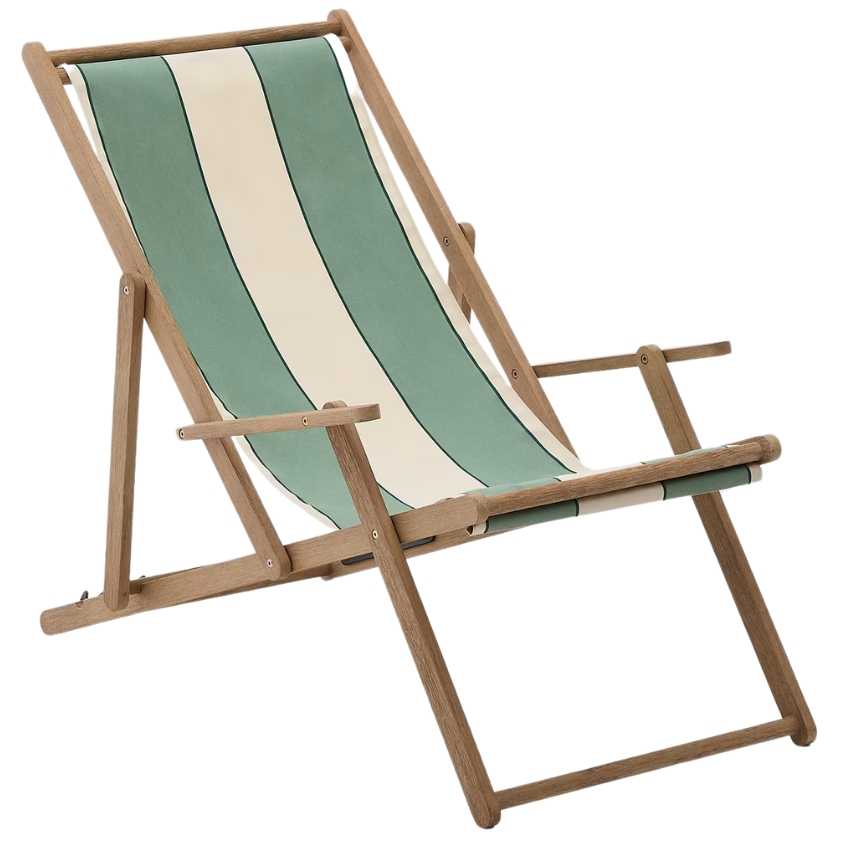 Zeleno-bílé zahradní skládací lehátko Kave Home Vilara