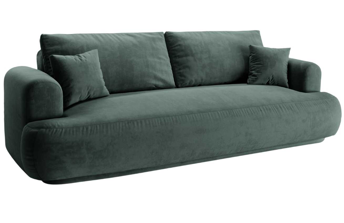 Petrolejově modrá sametová trojmístná rozkládací pohovka MICADONI Ella 253 cm