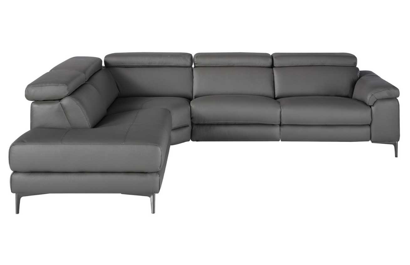 Šedá kožená rohová pohovka Angel Cerdá No. 6112