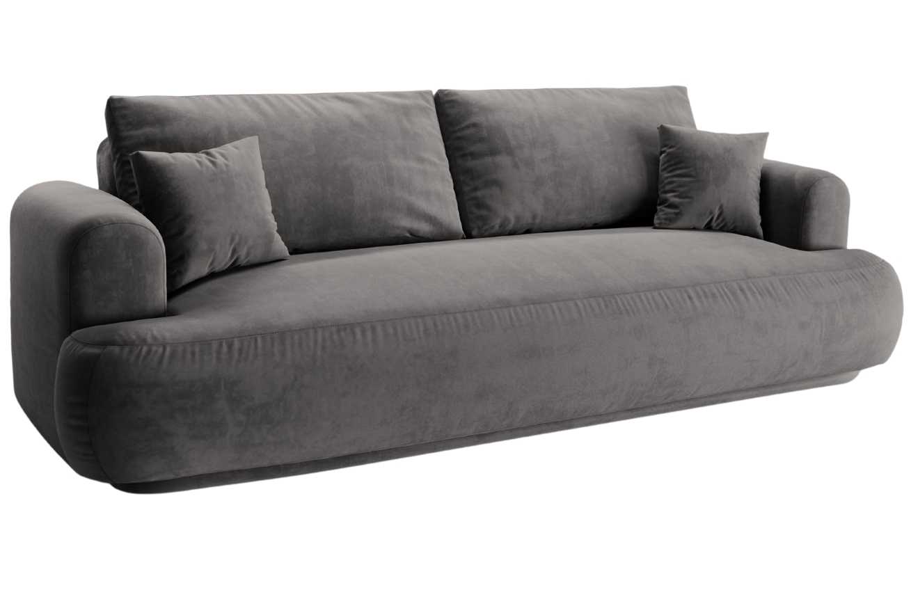 Šedá sametová trojmístná rozkládací pohovka MICADONI Ella 253 cm