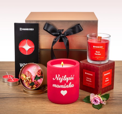 Giftboxeo pro maminku plné svíček - růže + gravírování