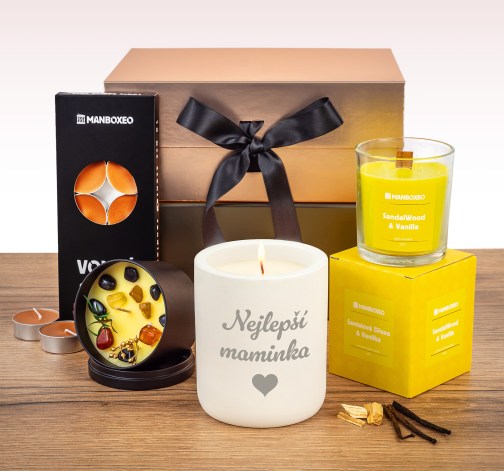 Giftboxeo pro maminku plné svíček - vanilka + gravírování