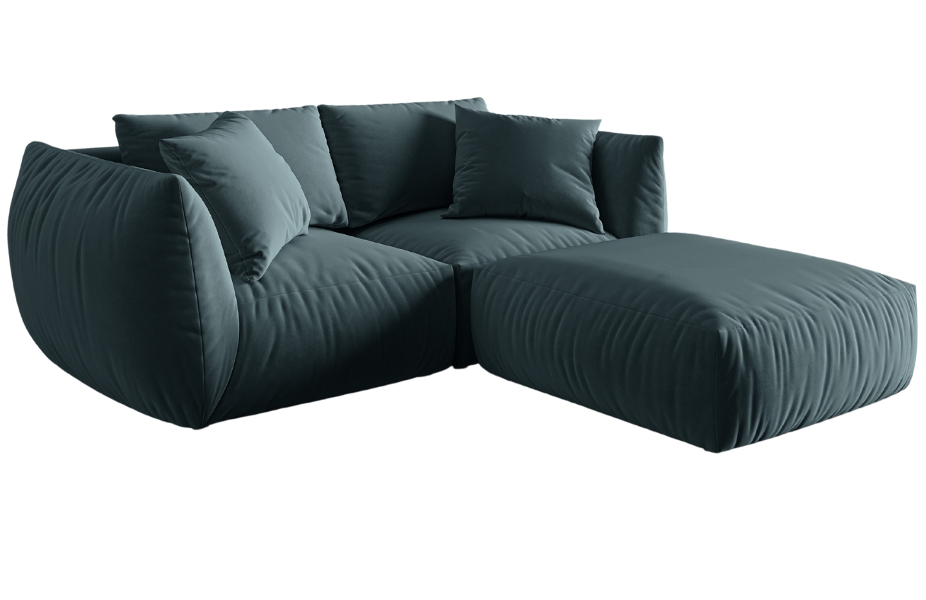 Micadoni Sametová rohová pohovka Chris 220 cm