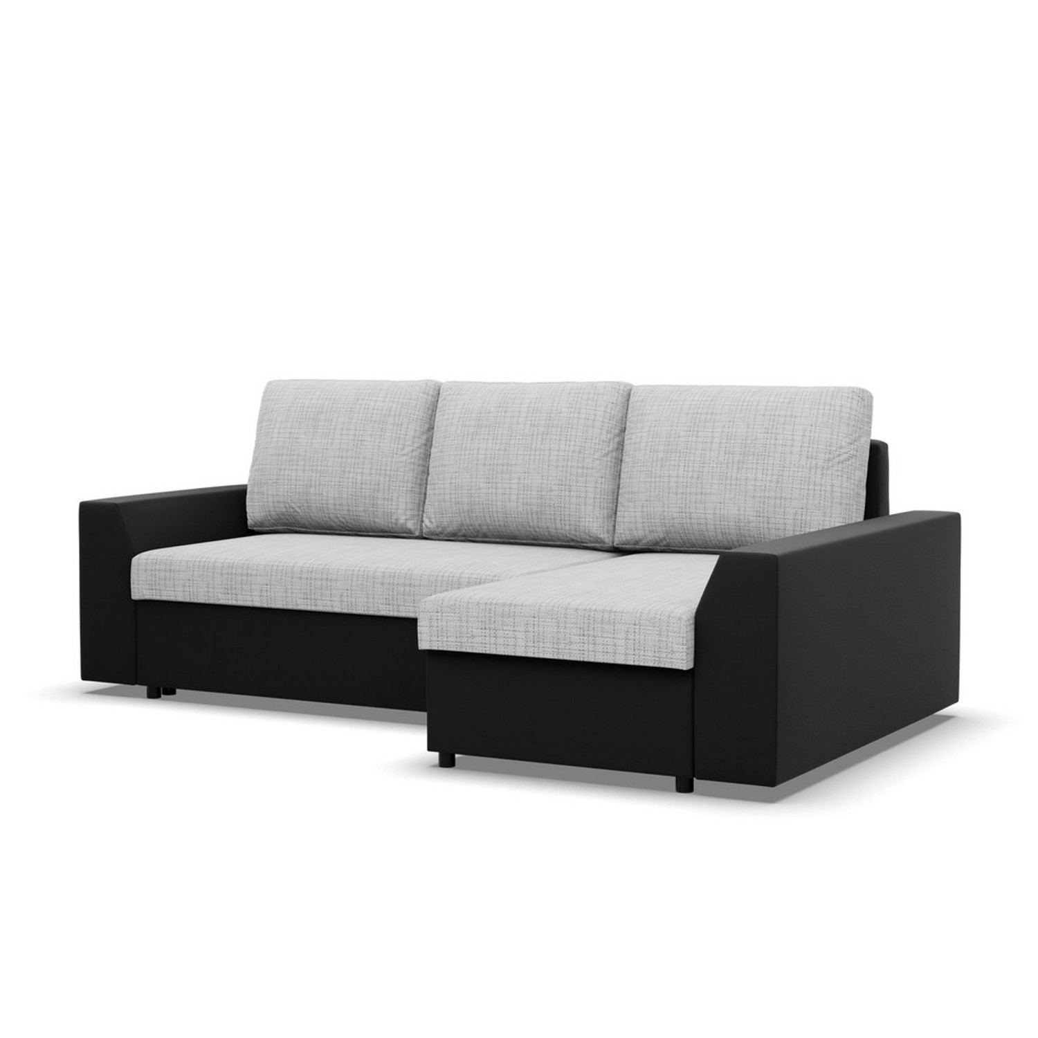 Rohová rozkládací sedací souprava PAUL látka v kombinaci s eko-kůží Pravá Šedá/černá