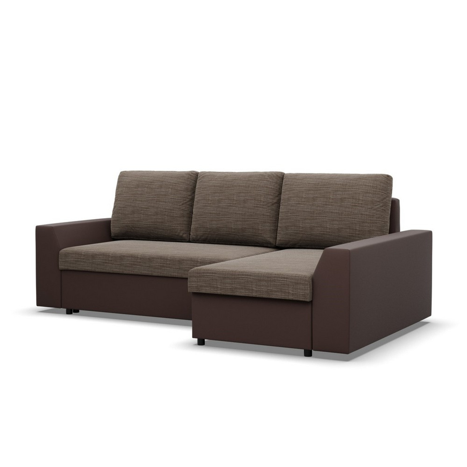 Rohová rozkládací sedací souprava PAUL látka v kombinaci s eko-kůží Pravá Hnědá