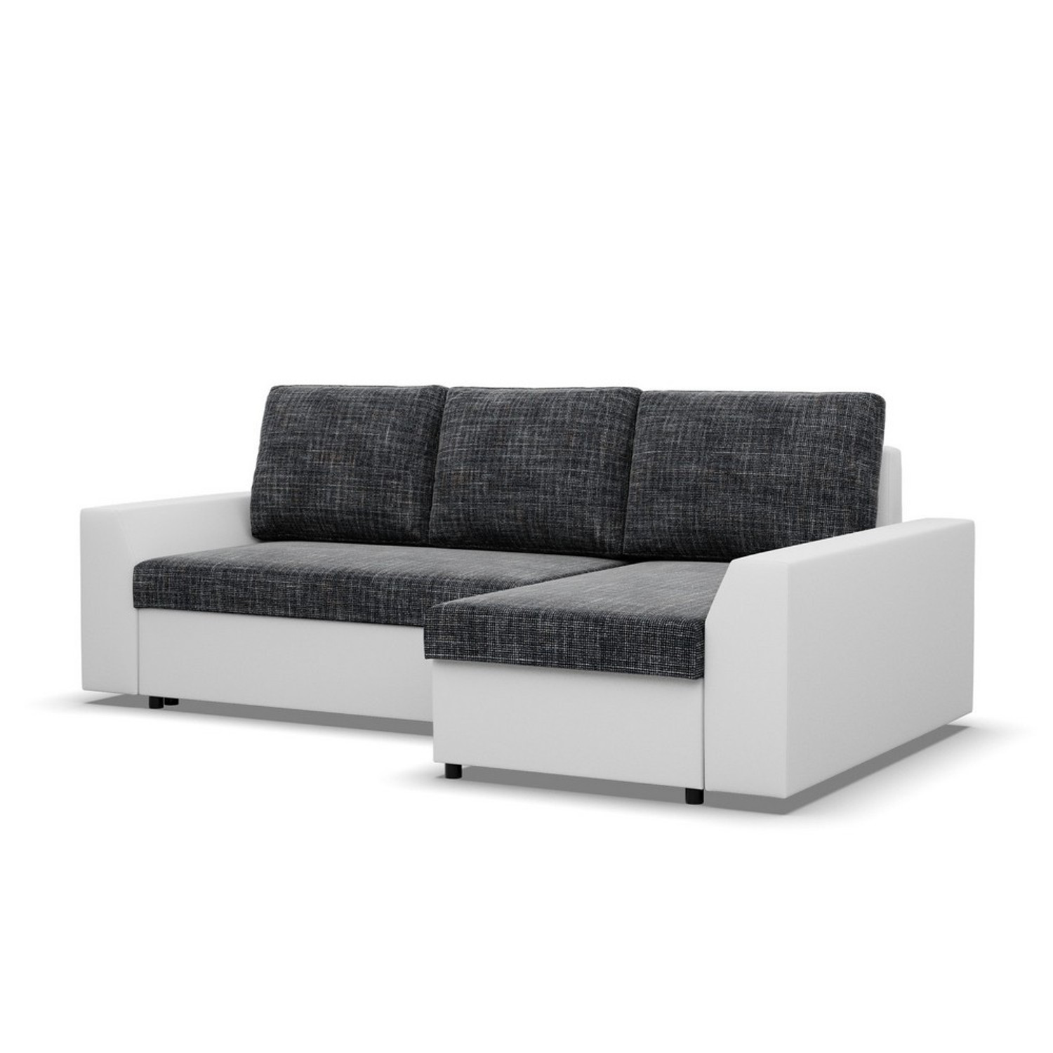 Rohová rozkládací sedací souprava PAUL látka v kombinaci s eko-kůží Pravá Šedá/bílá I