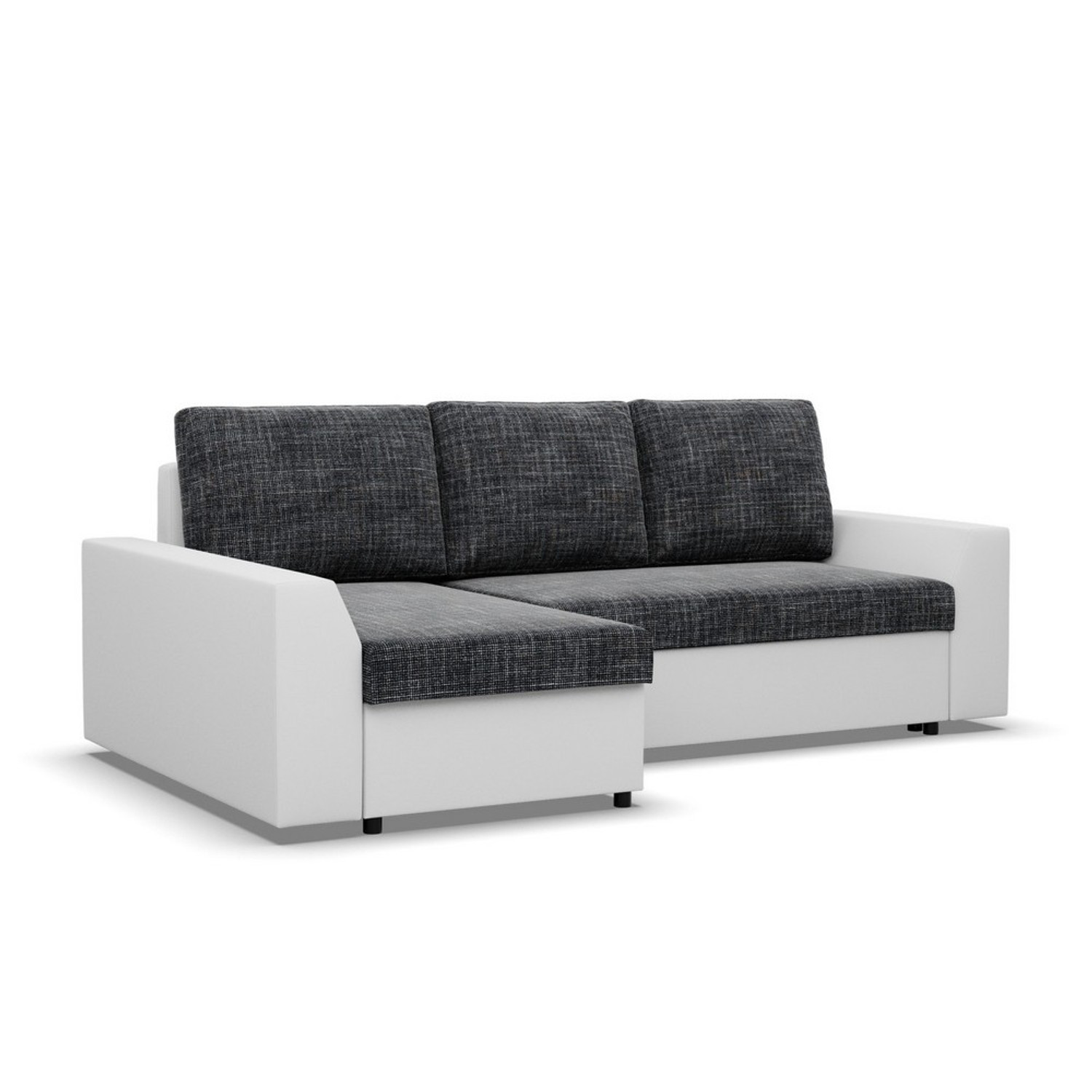 Rohová rozkládací sedací souprava PAUL látka v kombinaci s eko-kůží Levá Šedá/bílá I