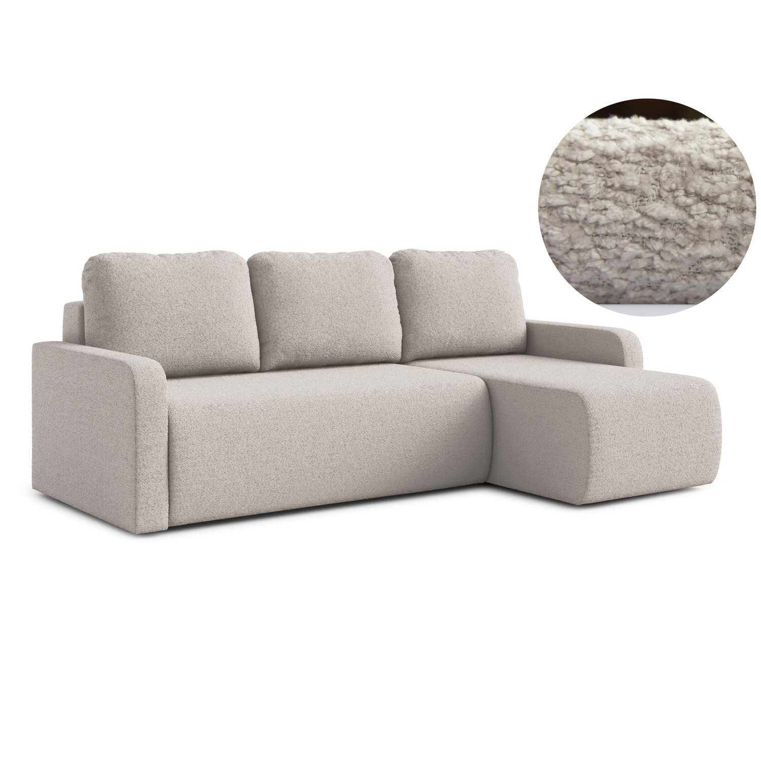 Rozkládací rohová sedací souprava ELES Pravá Béžová