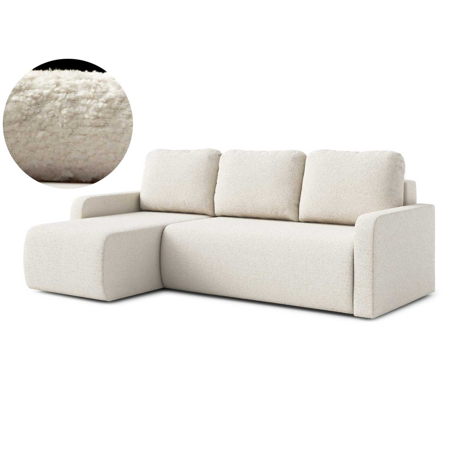 Rozkládací rohová sedací souprava ELES Levá Krémová