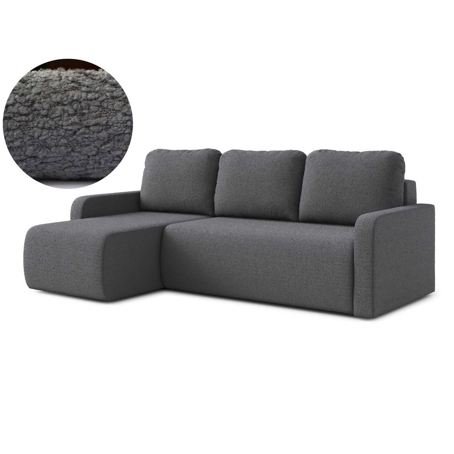 Rozkládací rohová sedací souprava ELES Levá Šedá