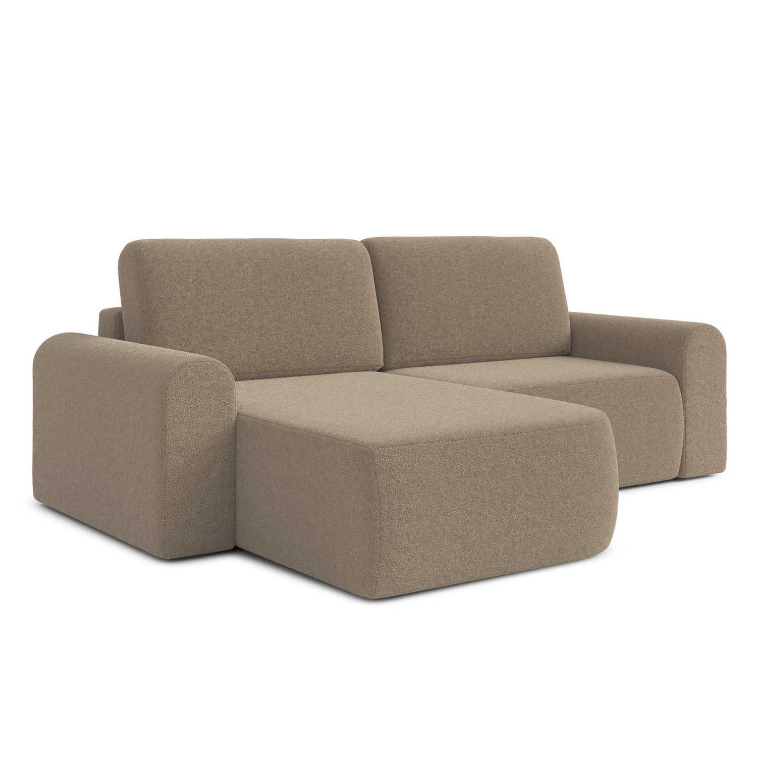 Rozkládací rohová sedací souprava BORELLO Levá Hnědá