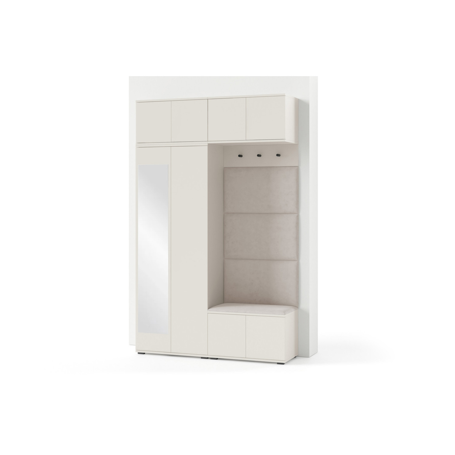 Předsíňová stěna BIANCO I Se zrcadlem Černá - šedá