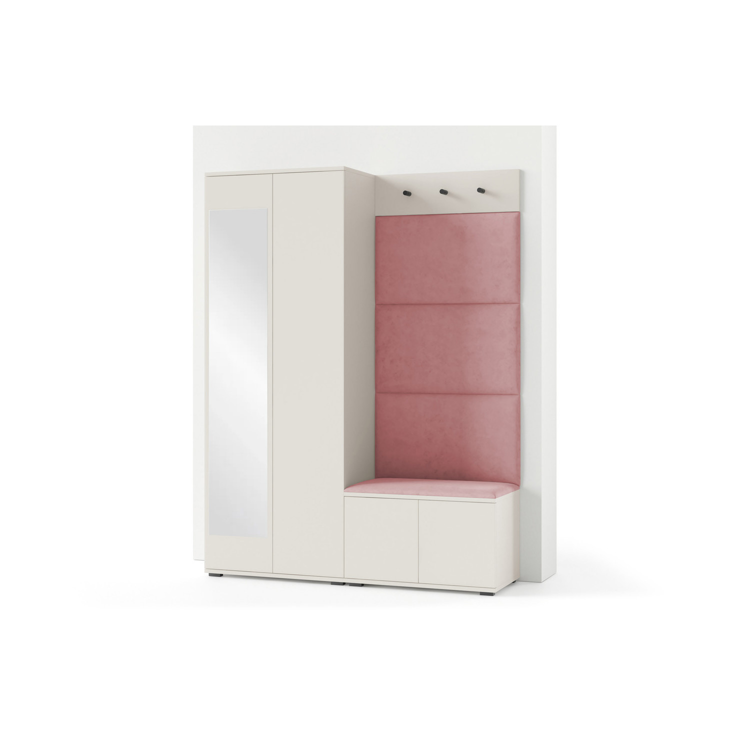 Předsíňová stěna BIANCO III Se zrcadlem Černá - tmavě šedá