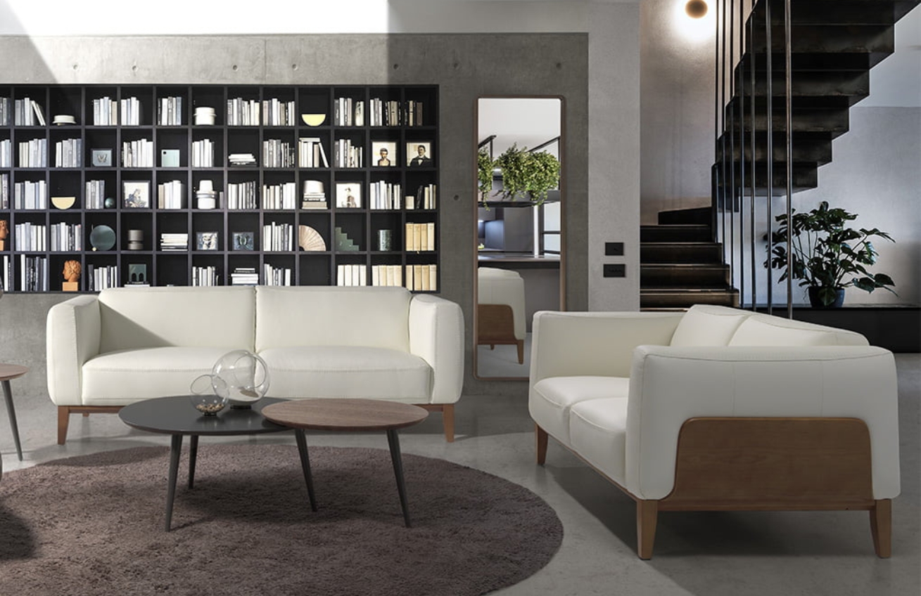 Bílá kožená dvojmístná pohovka Angel Cerdá No. 6118