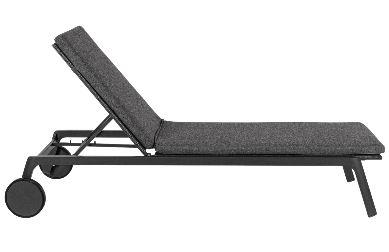 Tmavě šedé hliníkové zahradní lehátko Bizzotto Jalisco