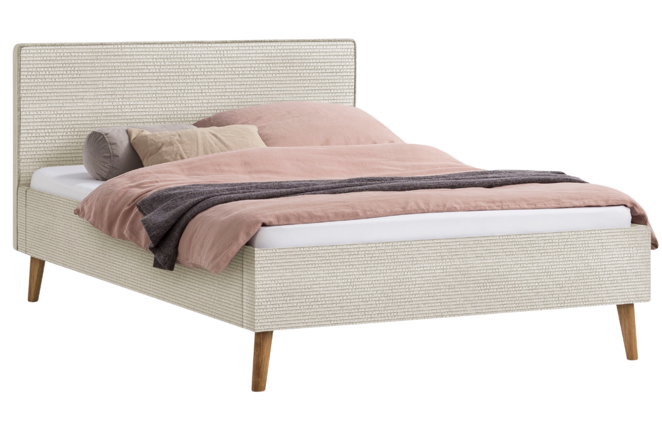 Béžová manšestrová postel Meise Möbel Twister 160 x 200 cm