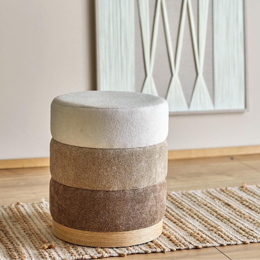 Bloomingville Hnědý čalouněný taburet Bilbao 40 cm