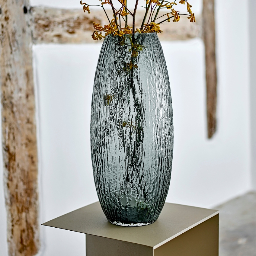 Bloomingville Šedá skleněná váza Brock