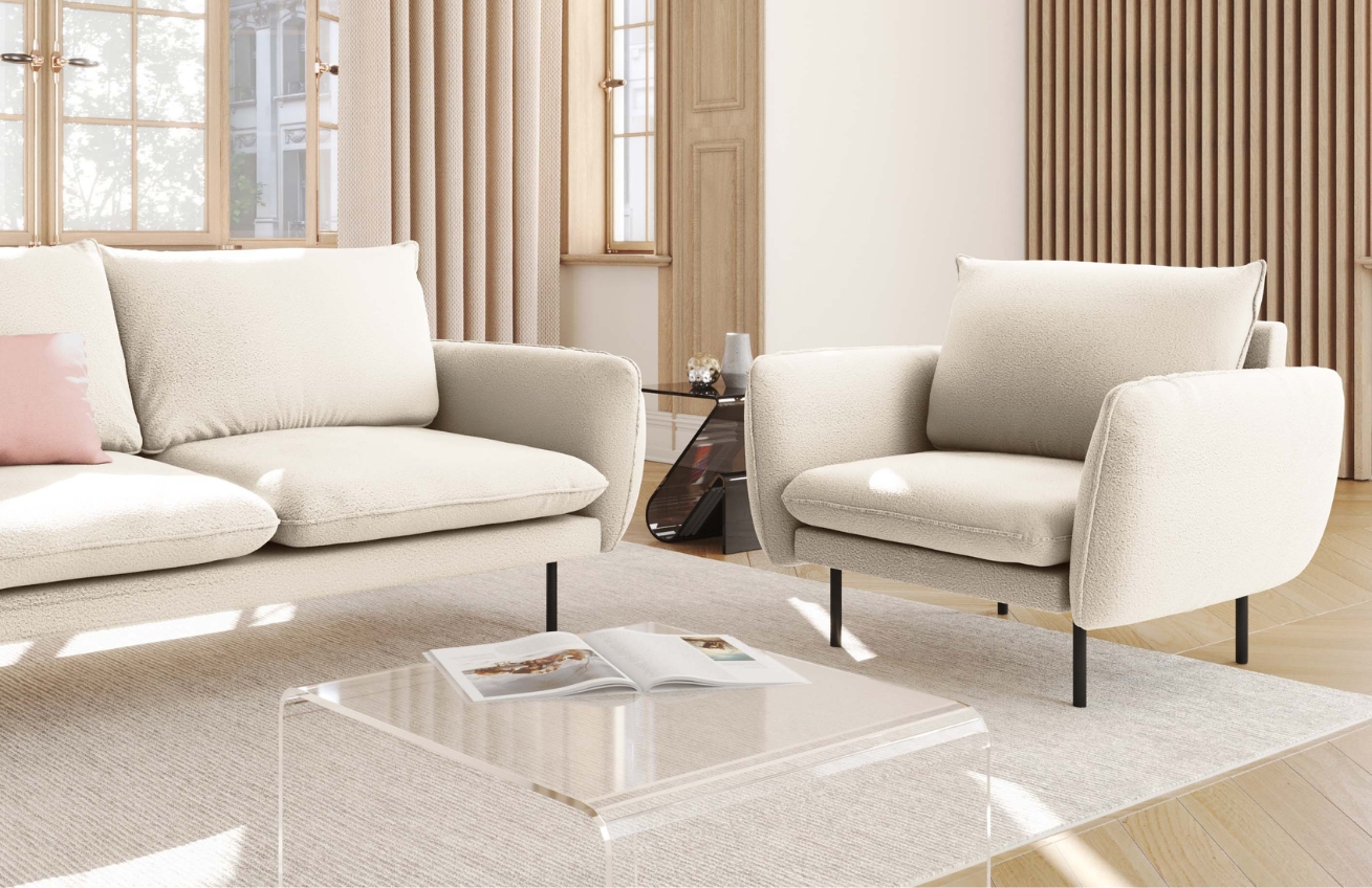 Cosmopolitan Design Béžové bouclé křeslo Vienna