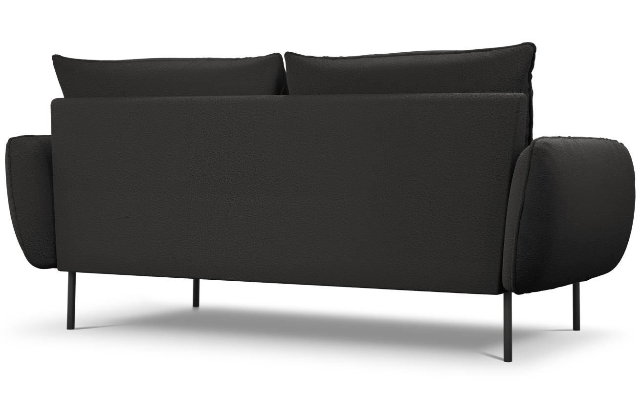 Cosmopolitan Design Černá bouclé trojmístná pohovka Vienna 200 cm