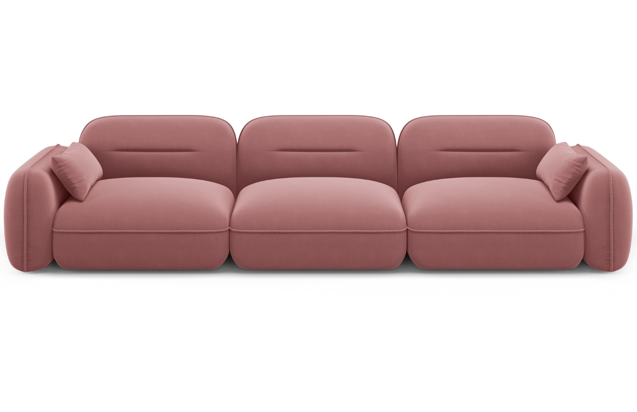 Cosmopolitan Design Růžová sametová čtyřmístná pohovka Sydney 320 cm