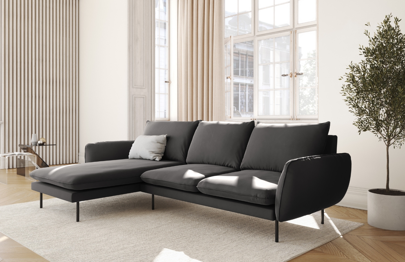 Cosmopolitan Design Sametová rohová pohovka Vienna 255 cm