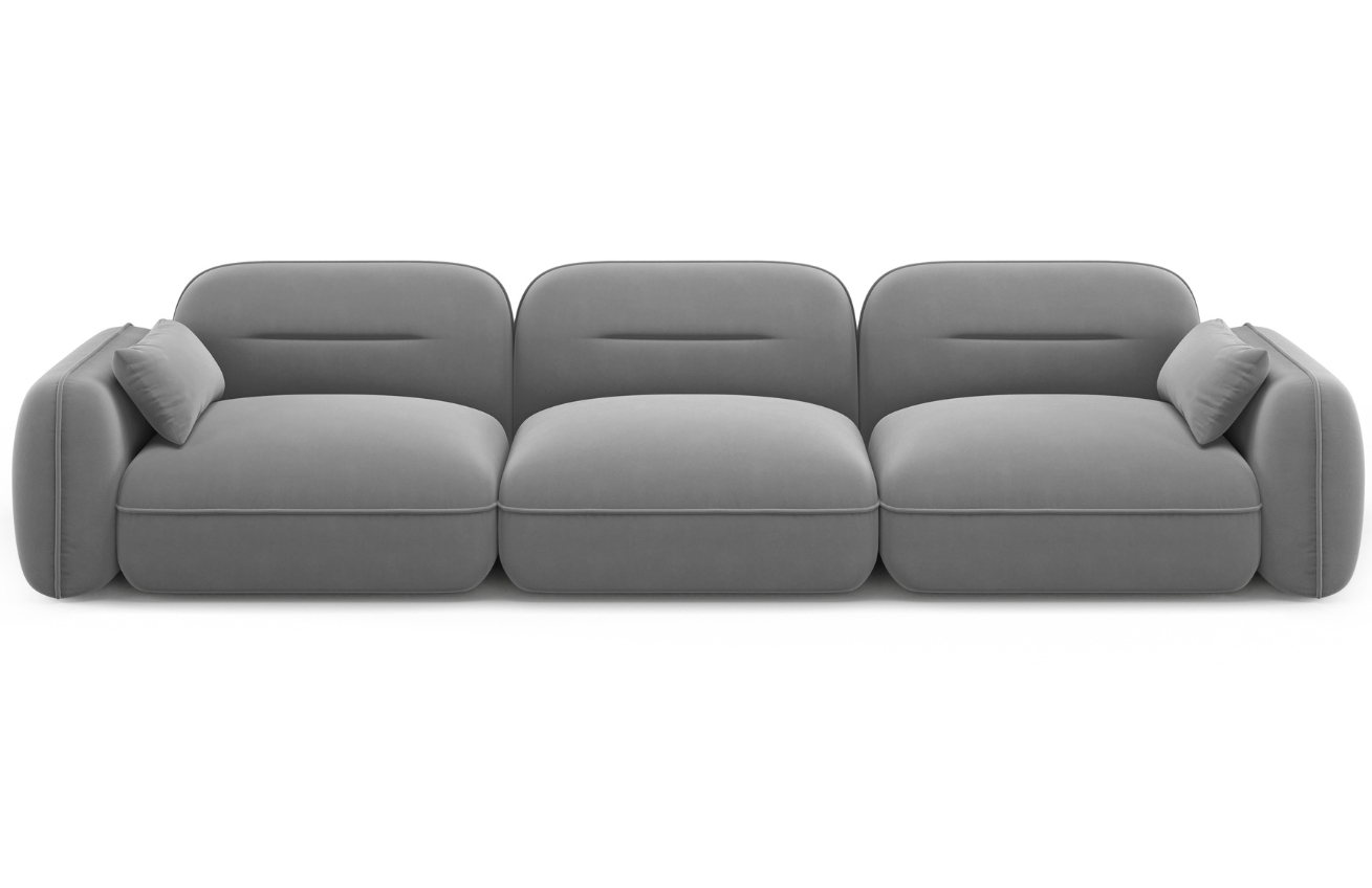 Cosmopolitan Design Šedá sametová čtyřmístná pohovka Sydney 320 cm