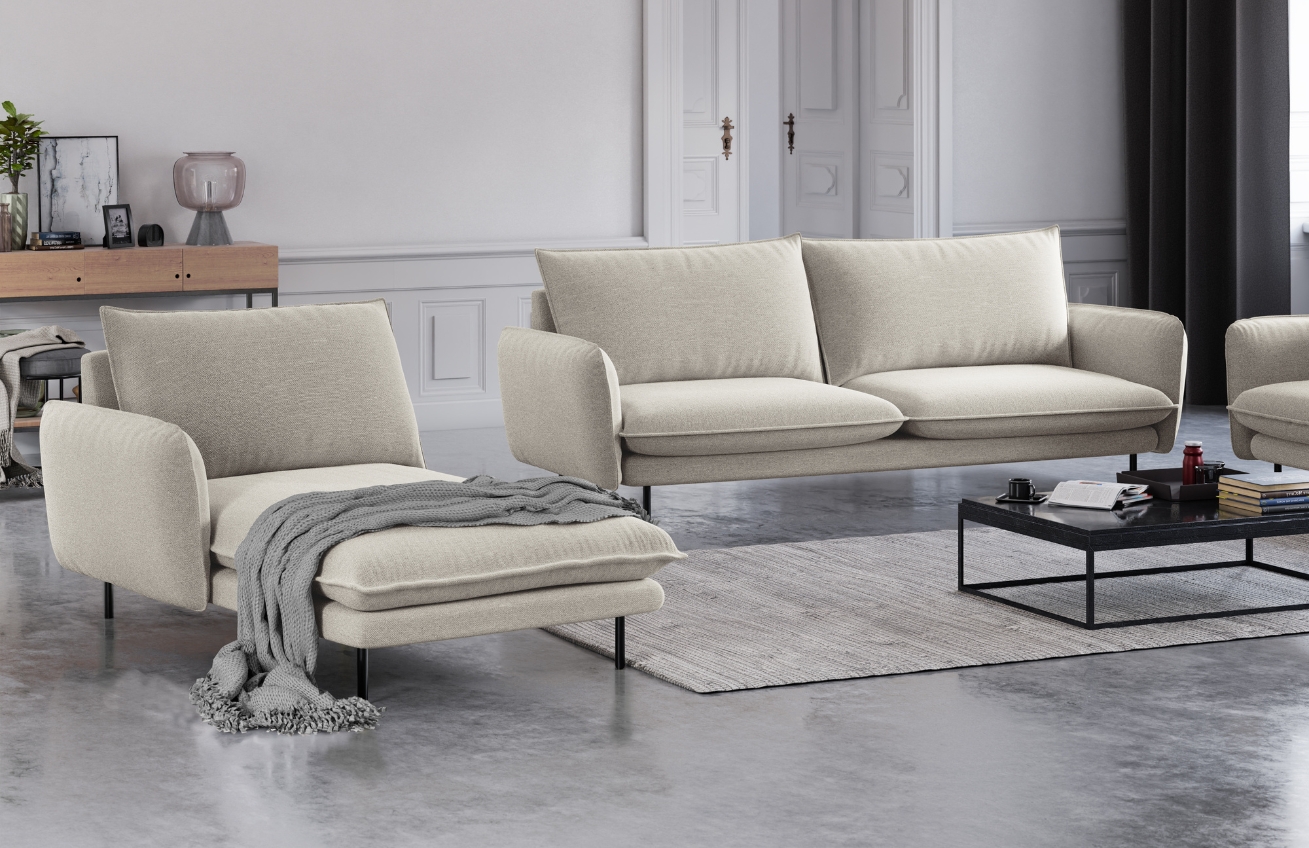 Cosmopolitan Design Světle béžová čalouněná lenoška Vienna 170 cm