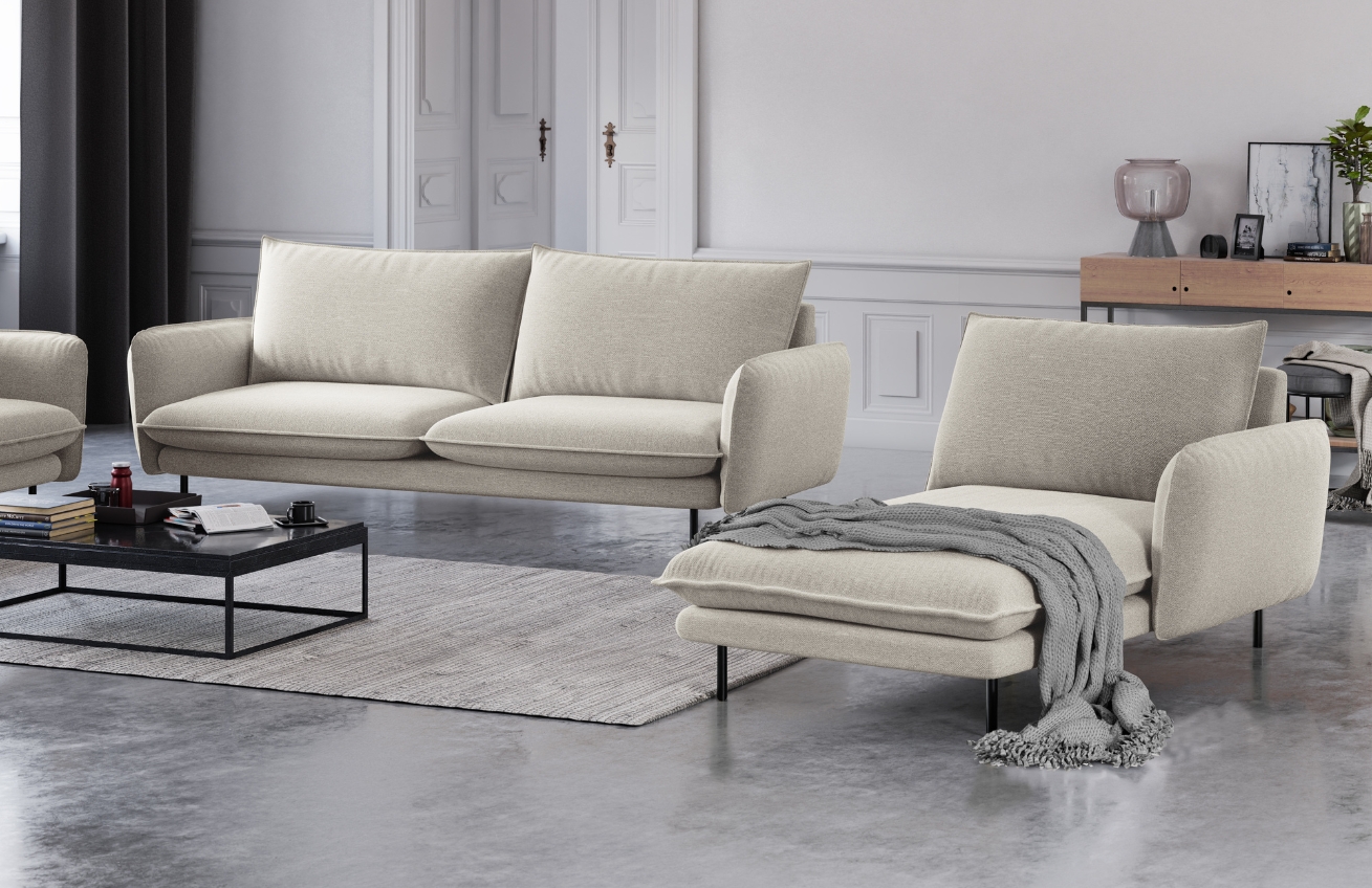 Cosmopolitan Design Světle béžová čalouněná lenoška Vienna 170 cm