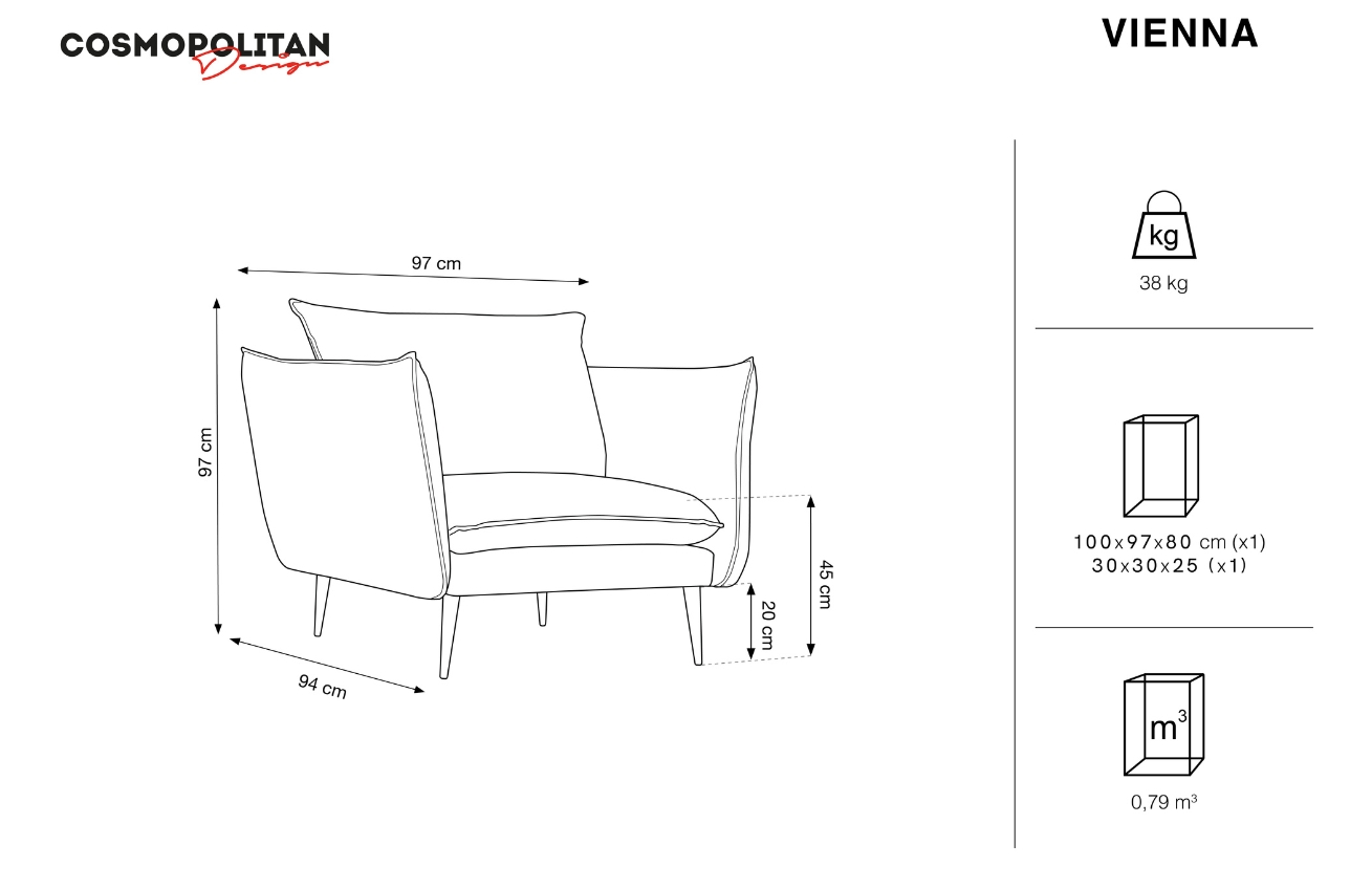 Cosmopolitan Design Světle béžové čalouněné křeslo Vienna