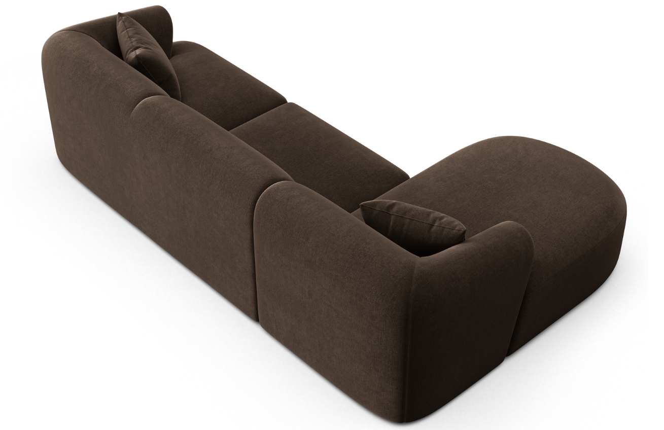 Cosmopolitan Design Tmavě hnědá sametová rohová pohovka Campi 256 cm