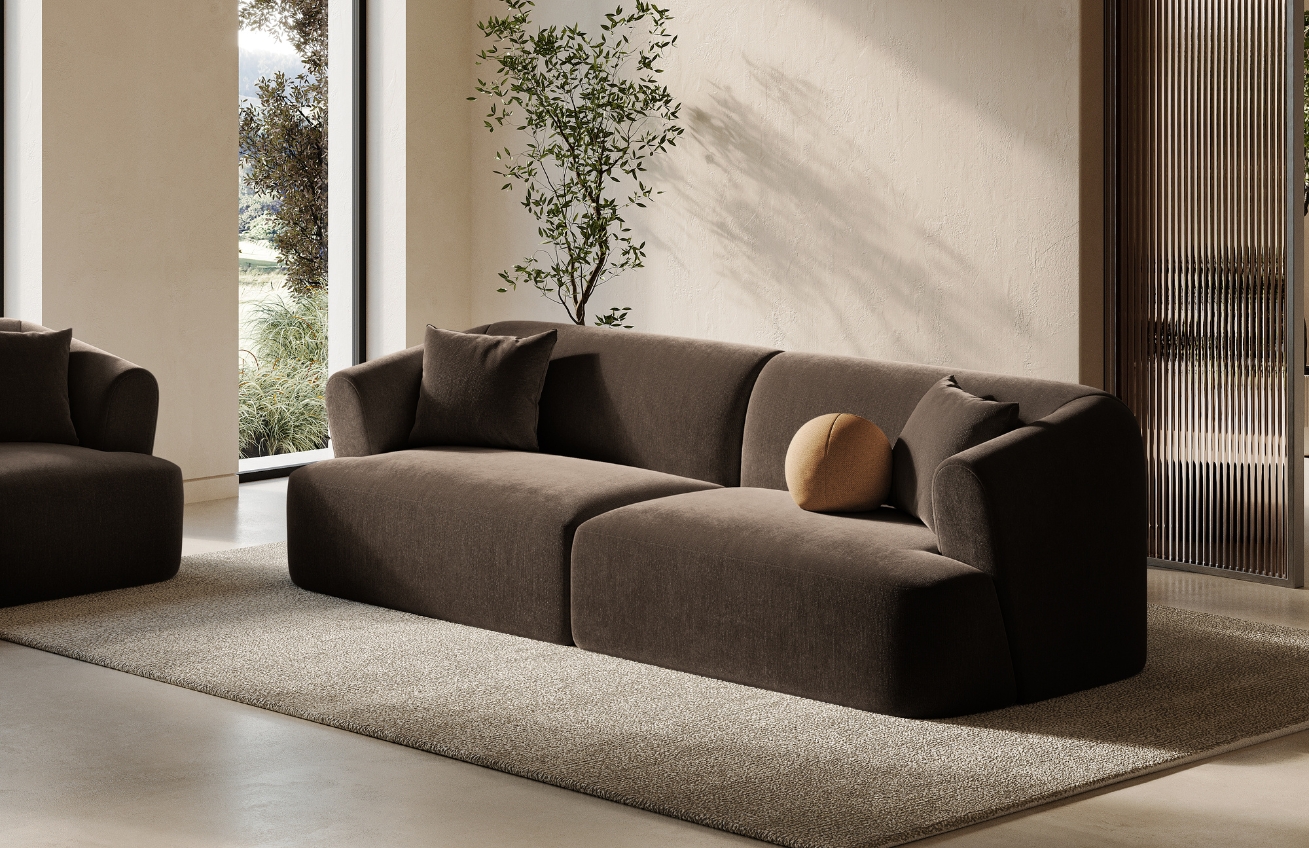 Cosmopolitan Design Tmavě hnědá sametová trojmístná pohovka Campi 220 cm