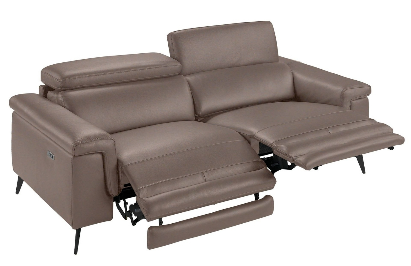 Hnědošedá kožená trojmístná pohovka Angel Cerdá No. 6105