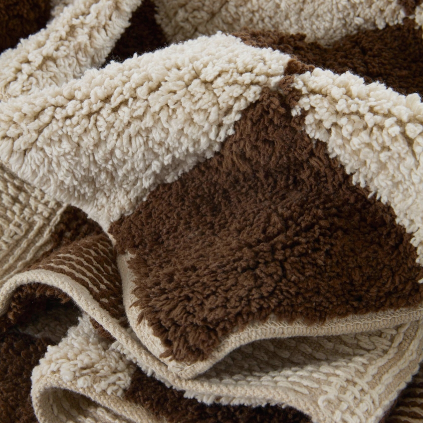 Jotex Hnědý kostkovaný koberec MELA 170 x 240 cm