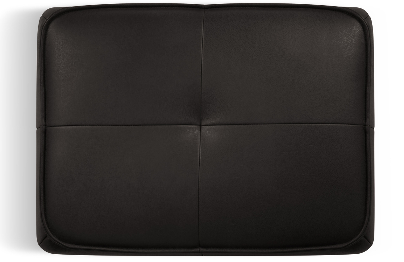 Maison Heritage Černá kožená podnožka Lily 89 x 65 cm