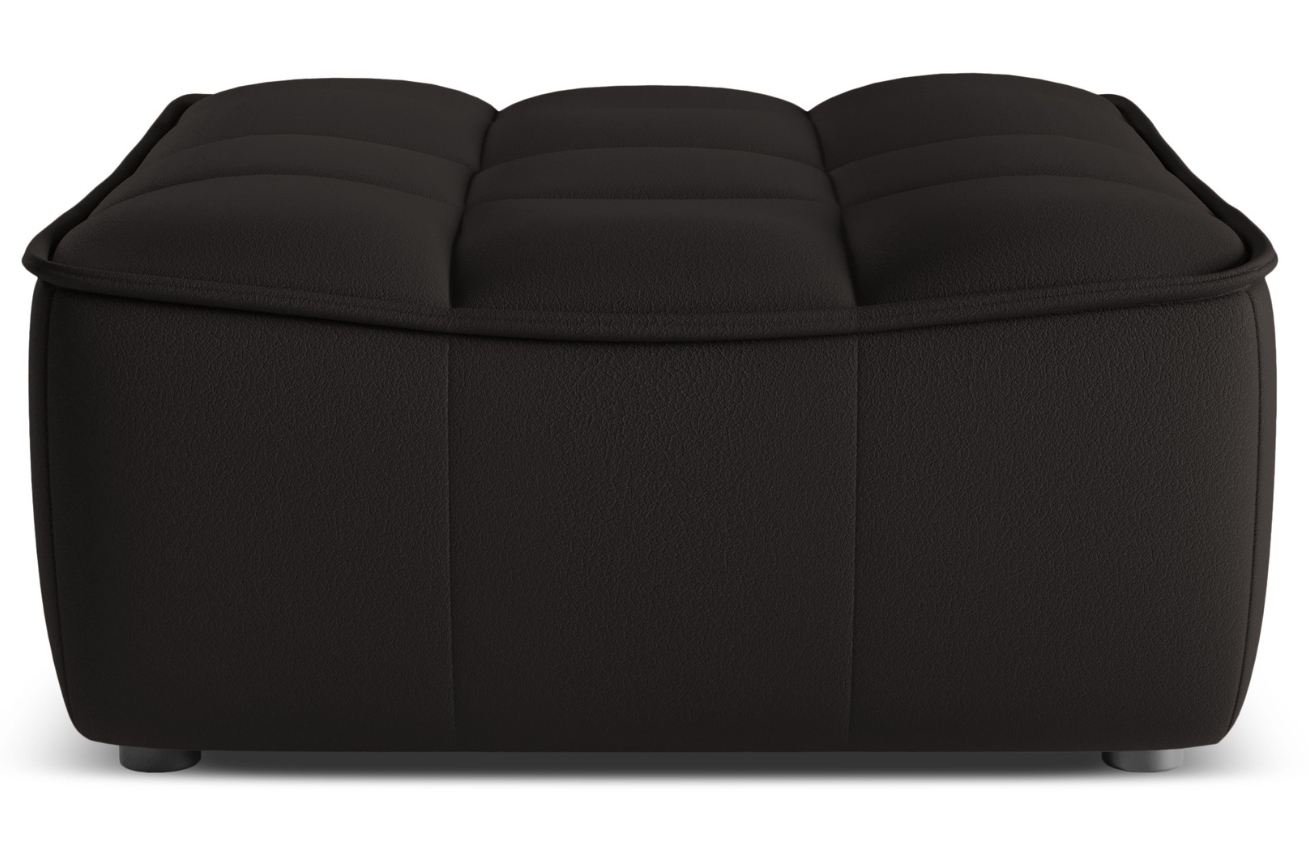 Maison Heritage Černá kožená podnožka Moni 90 x 83 cm