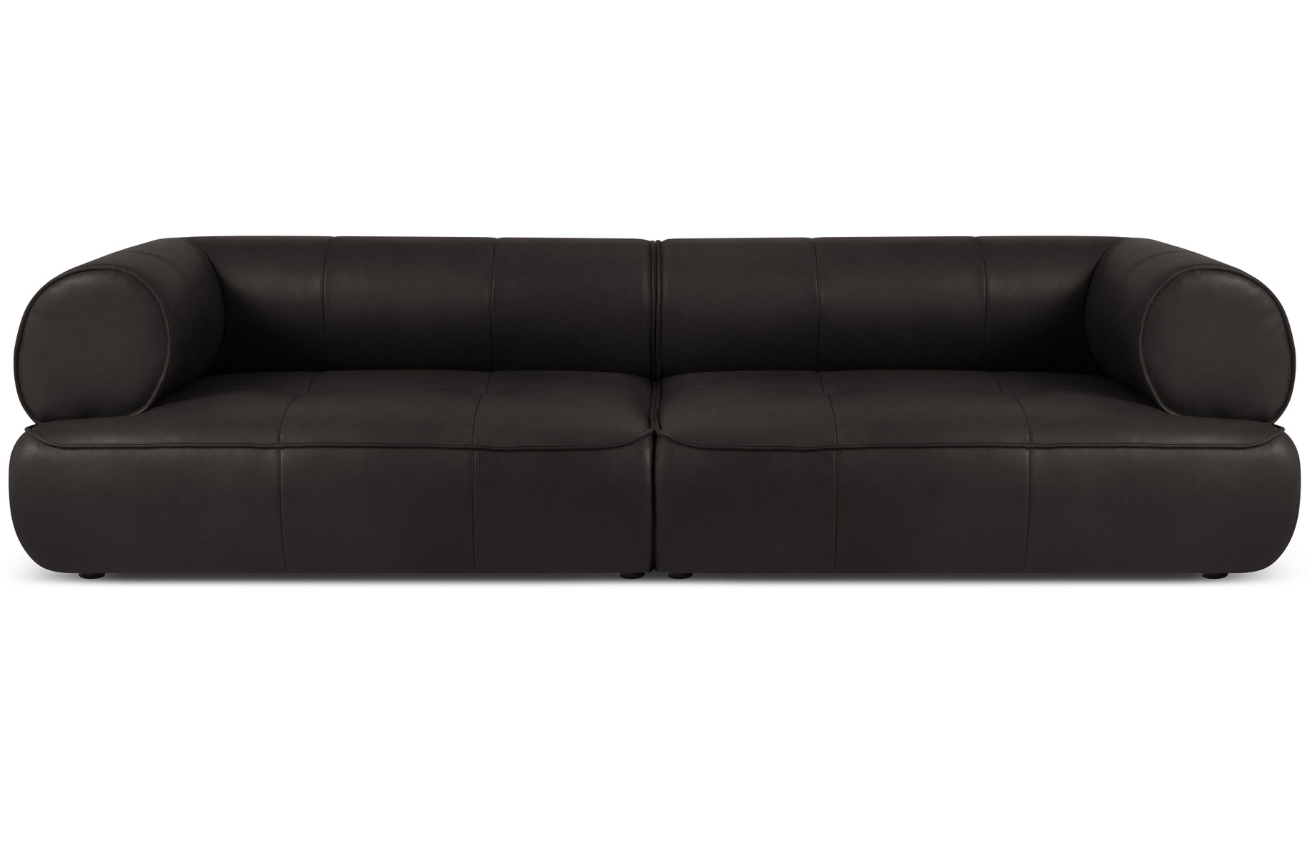 Maison Heritage Černá kožená pohovka Lily 272 cm
