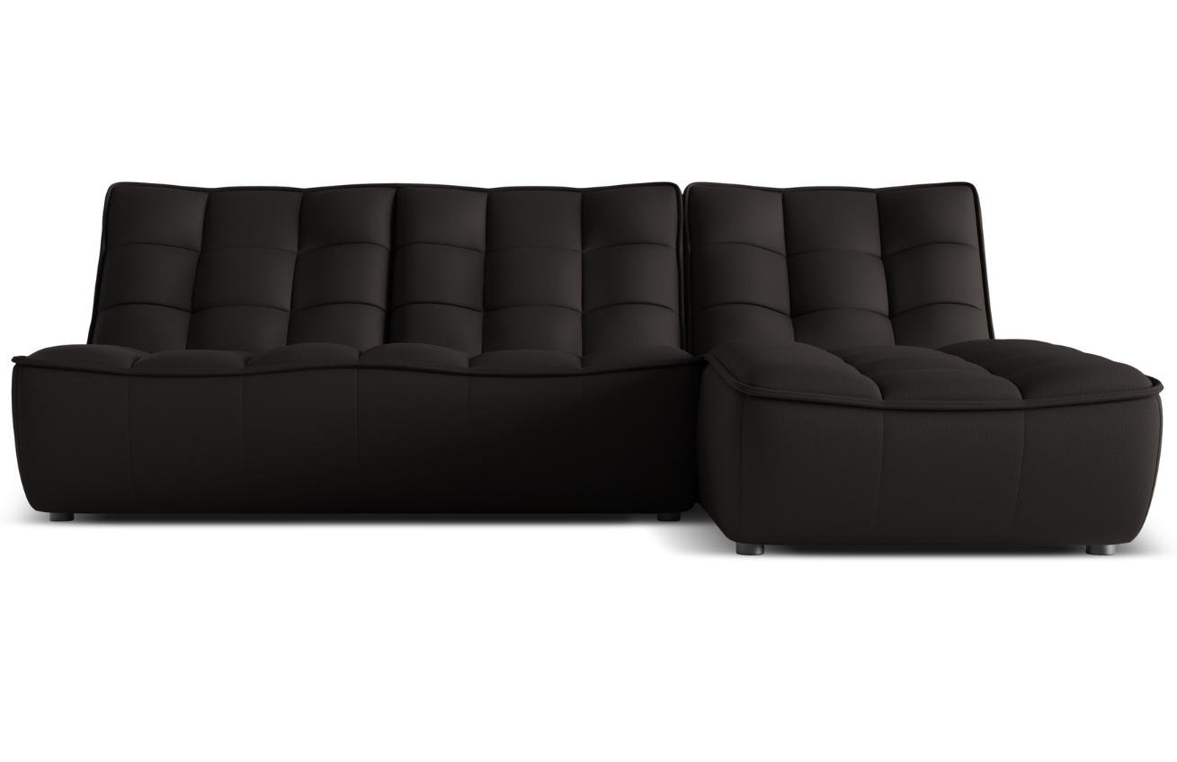 Maison Heritage Černá kožená rohová pohovka Moni 246 cm