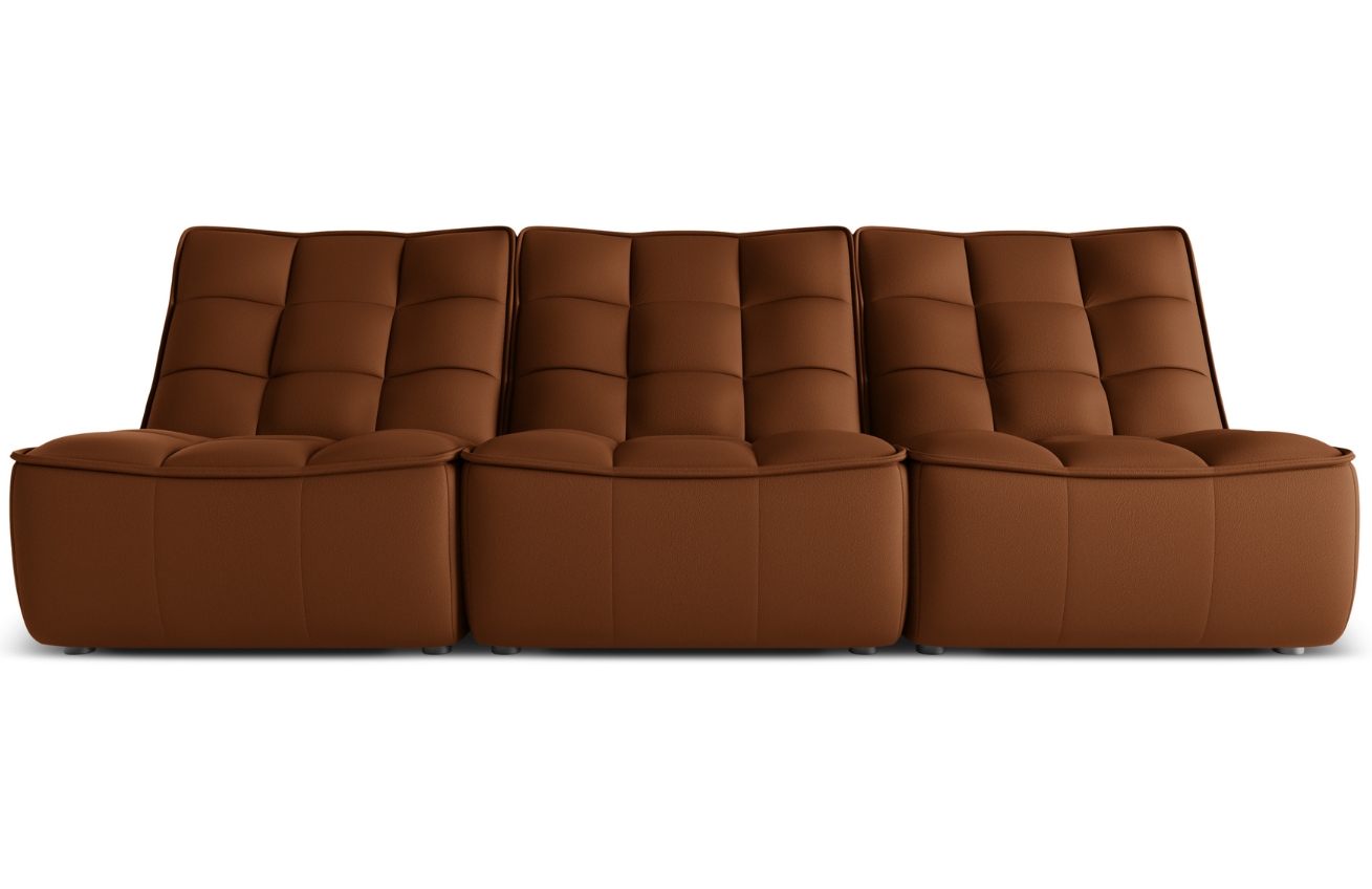 Maison Heritage Hnědá kožená pohovka Moni 249 cm