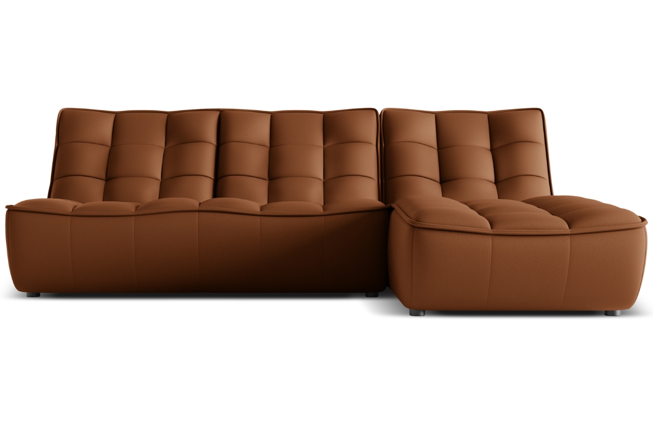 Maison Heritage Hnědá kožená rohová pohovka Moni 246 cm