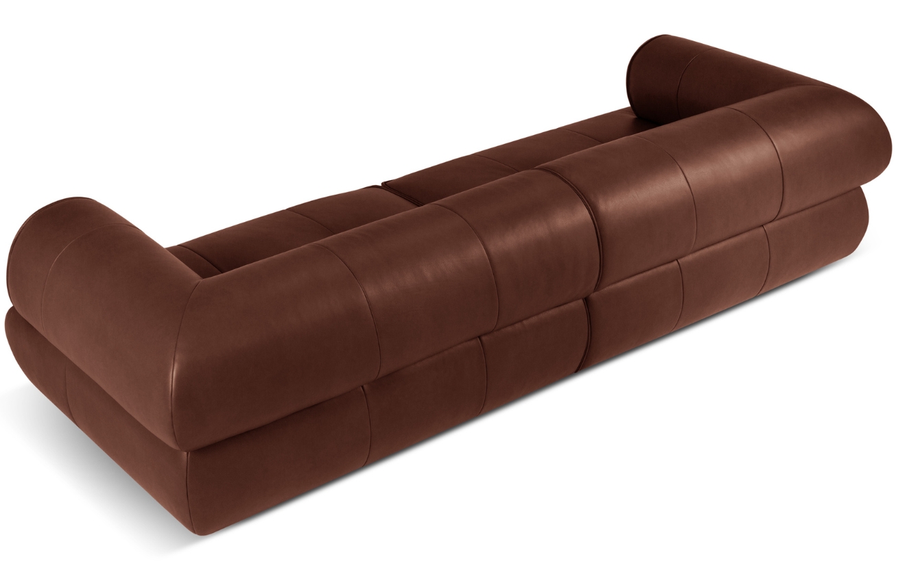 Maison Heritage Koňakově hnědá kožená pohovka Lily 272 cm