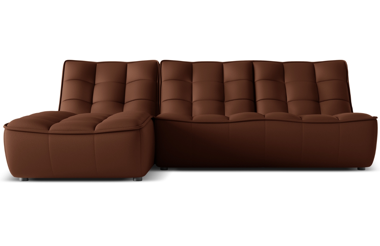 Maison Heritage Koňakově hnědá kožená rohová pohovka Moni 246 cm