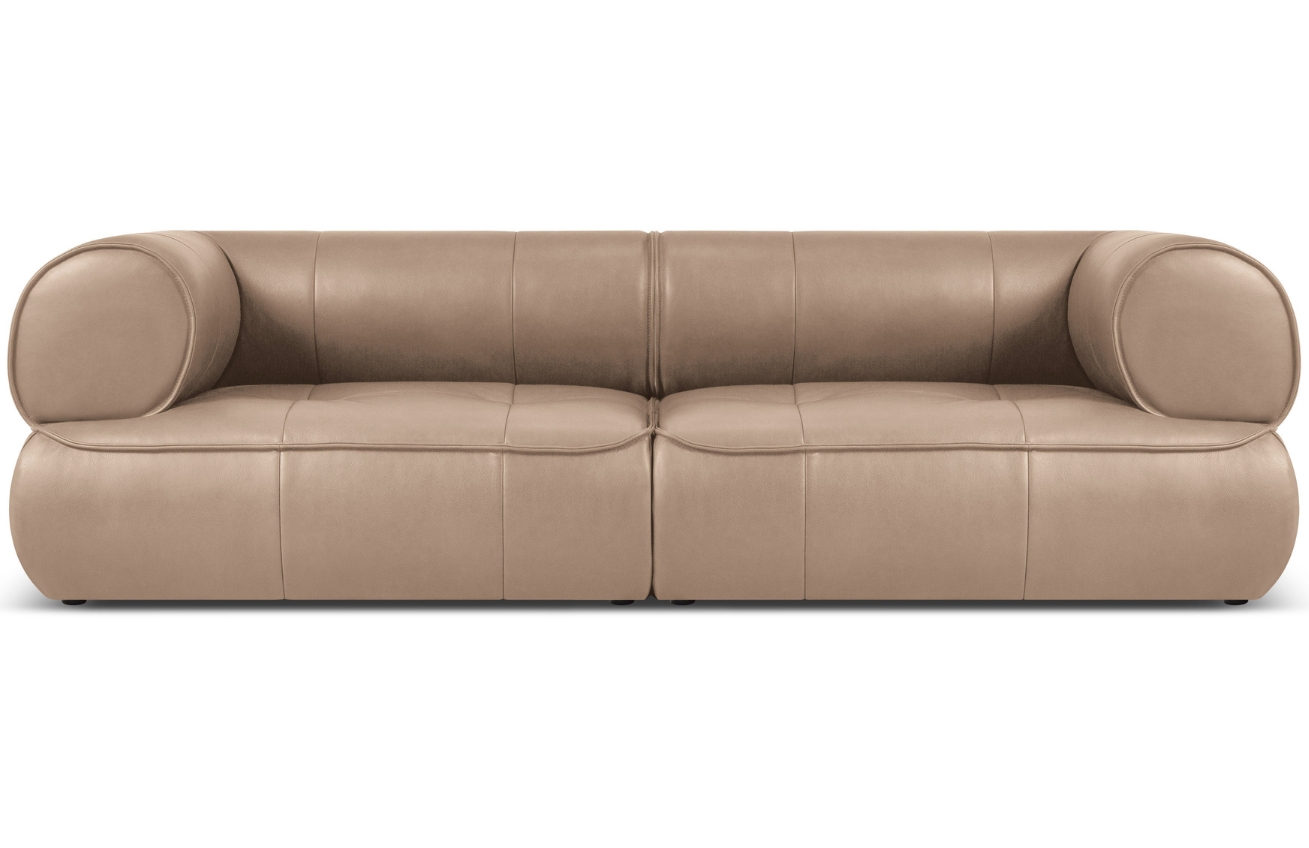 Maison Heritage Tmavě béžová kožená pohovka Lily 234 cm
