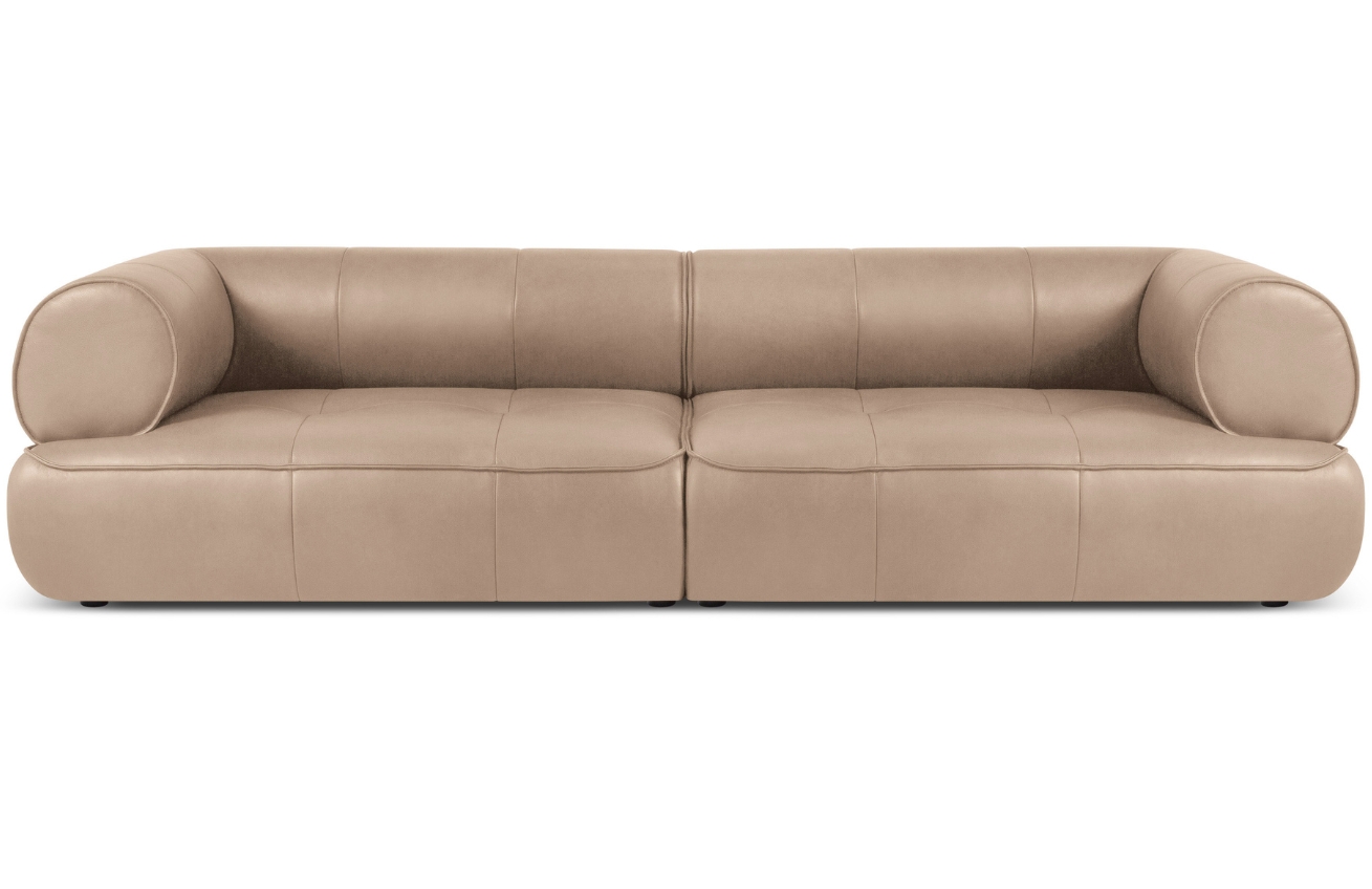 Maison Heritage Tmavě béžová kožená pohovka Lily 272 cm