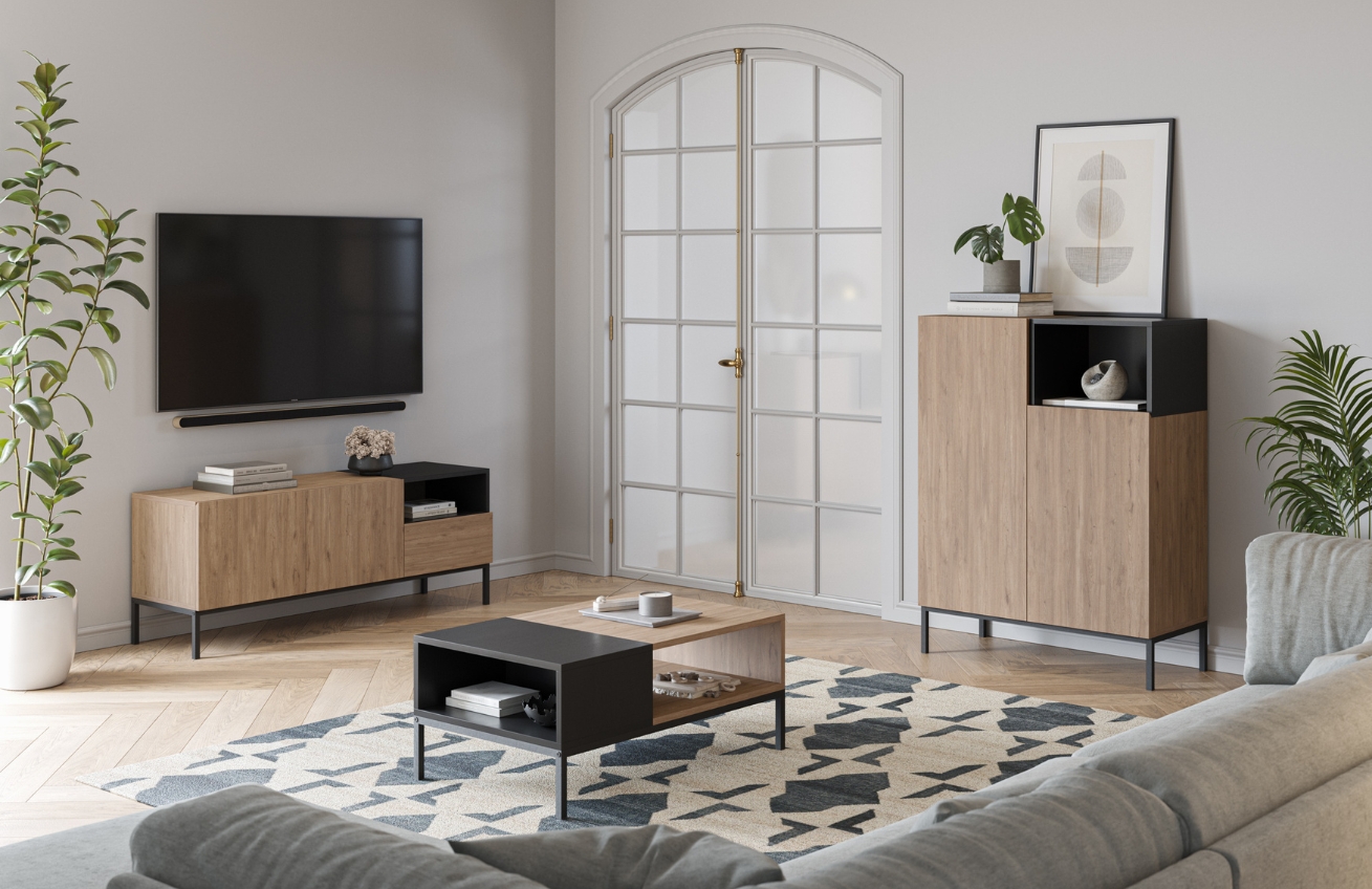 Marckeric Komoda Cailin 90 x 40 cm s dřevěným dekorem