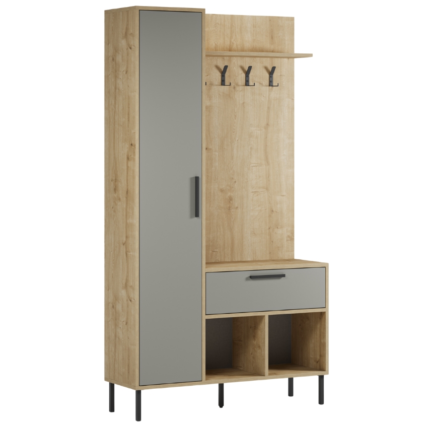 Marckeric Zelená předsíňová stěna Heidy s dubovým dekorem