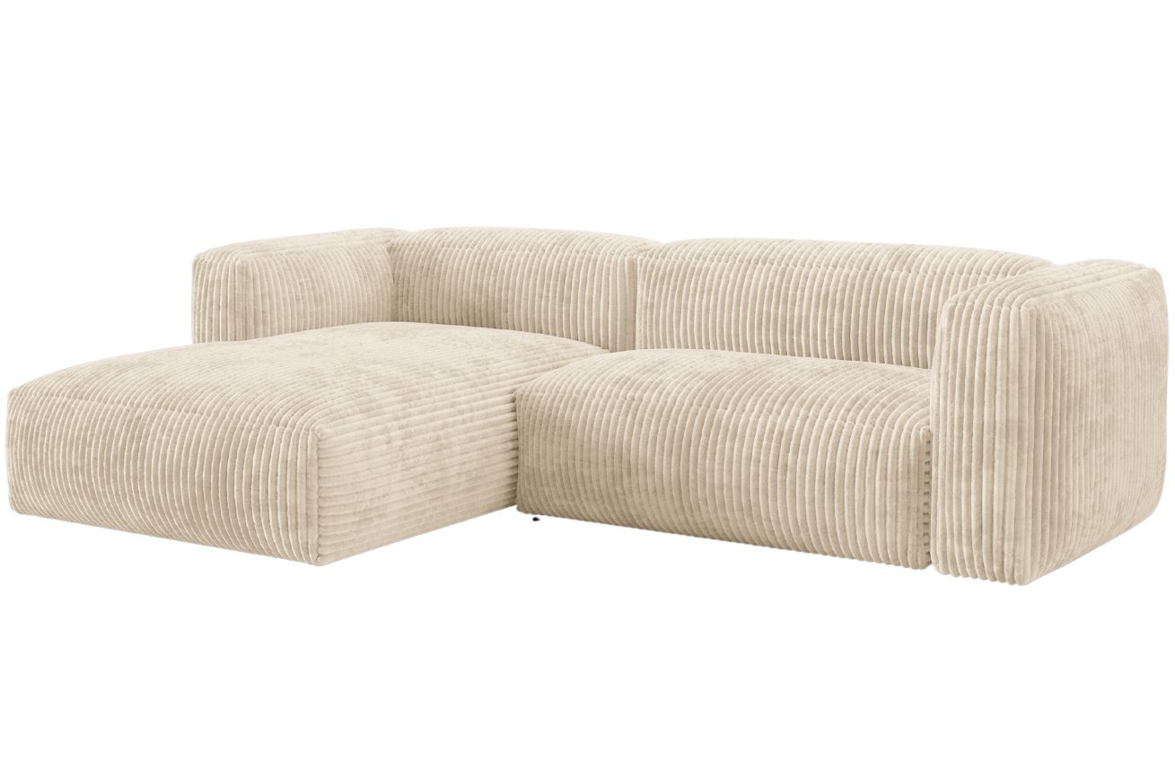 Micadoni Světle béžová manšestrová rohová pohovka Martina 280 cm