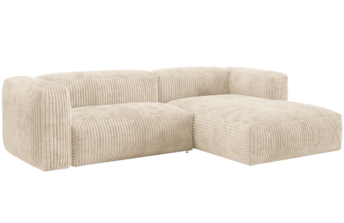 Micadoni Světle béžová manšestrová rohová pohovka Martina 280 cm